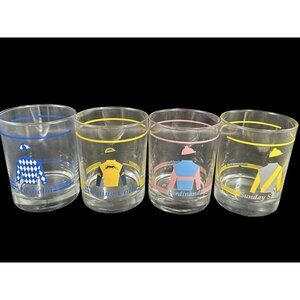 Vtg Hollywood Park Kentucky Derby Cocktail Whiskey Weighted Bottom Glass Set 4
